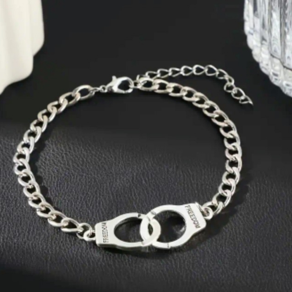 Silver Chain Bracelet with Freedom Links